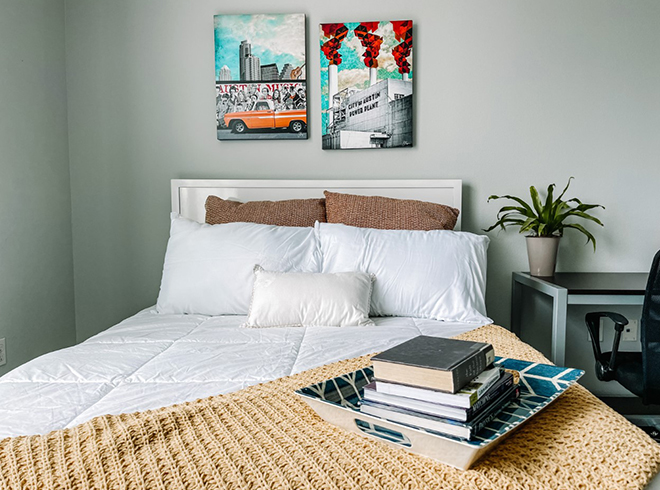 Furnished apartment bedroom